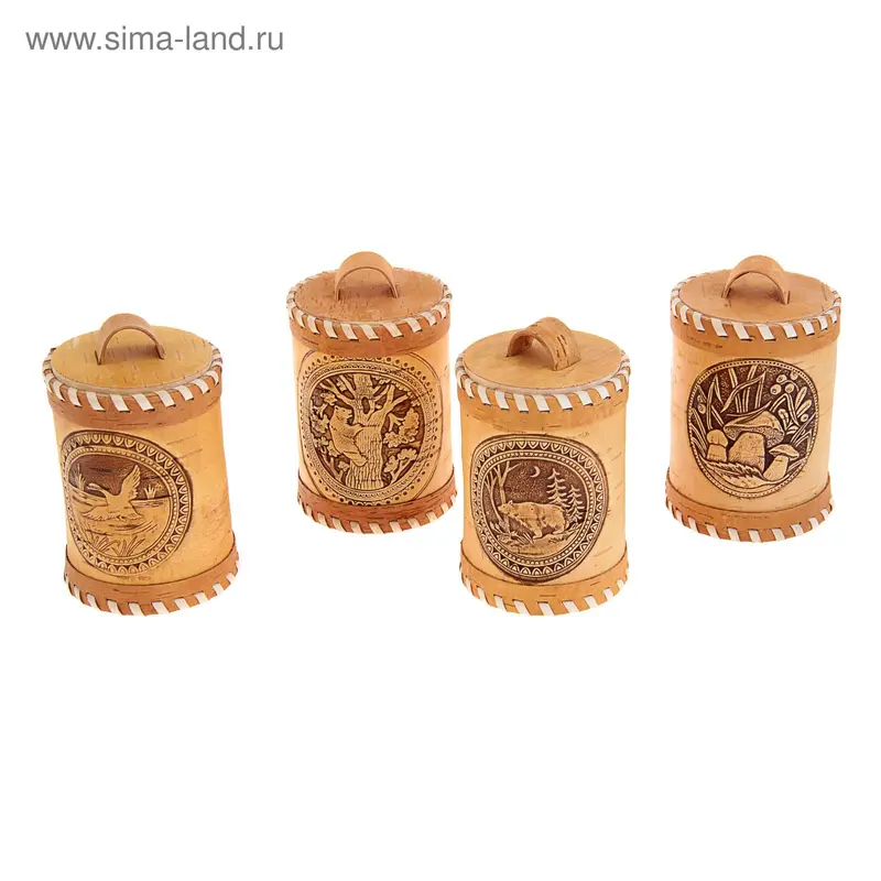 Туес Рисунки D=8 см береста микс