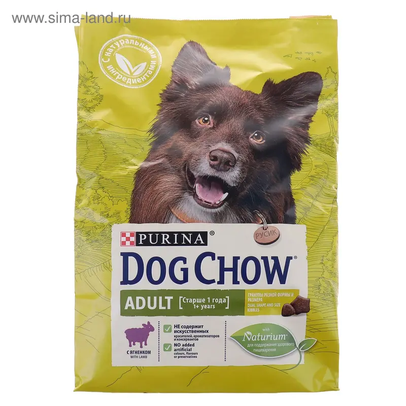 Сухой корм DOG CHOW для собак, ягненок, 2.5 кг
