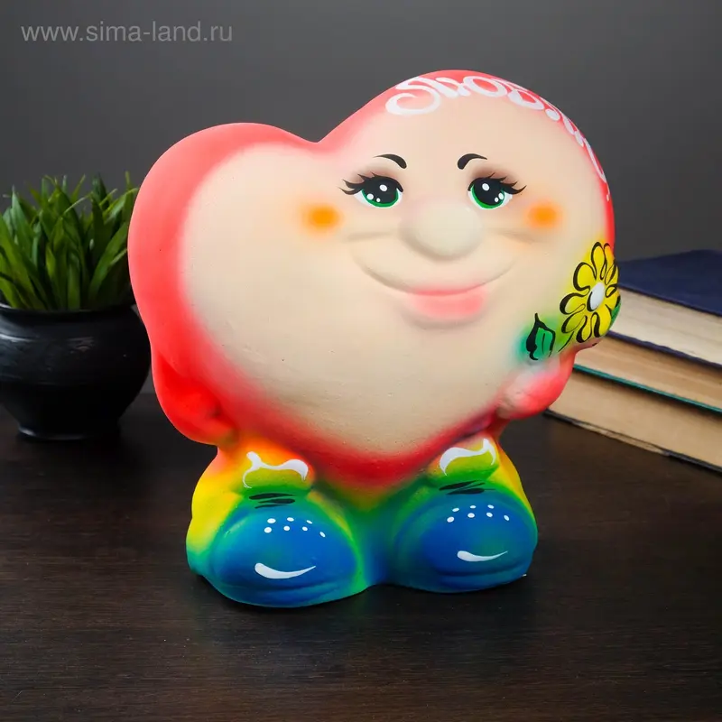 Копилка "Сердце" большое МИКС, 18х25х22см