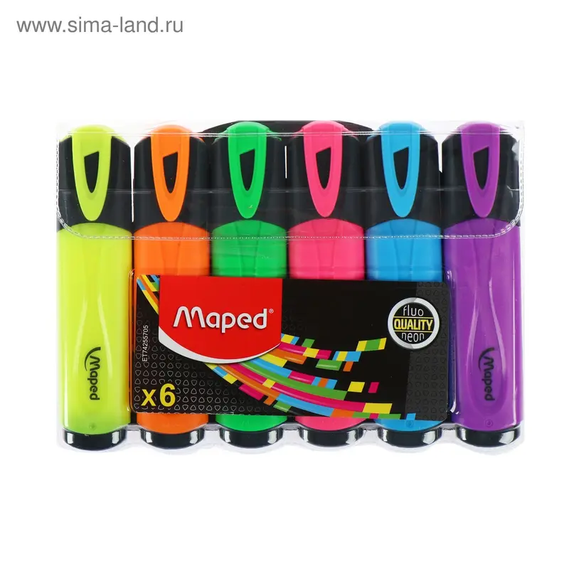 Набор маркеров текстовыделителей 6 цветов 5.0 мм, Maped Fluo Peps Classic