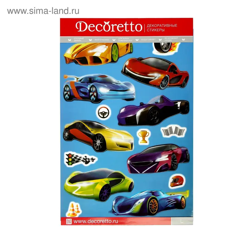 Наклейки Decoretto "Спортивные тачки" 35х50 см