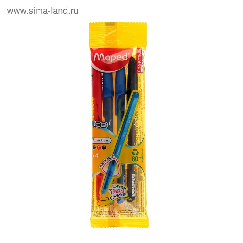 Набор ручек шариковых микс 3 цвета, Maped GREEN ICE 0,6 мм