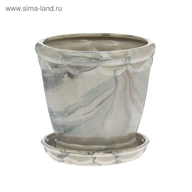 Кашпо "Мрамор" зелёное, 0,75 л