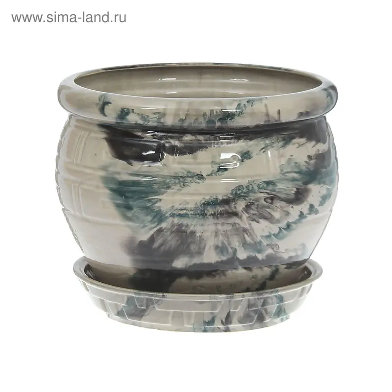 Кашпо "Мрамор" зелёное 10 л