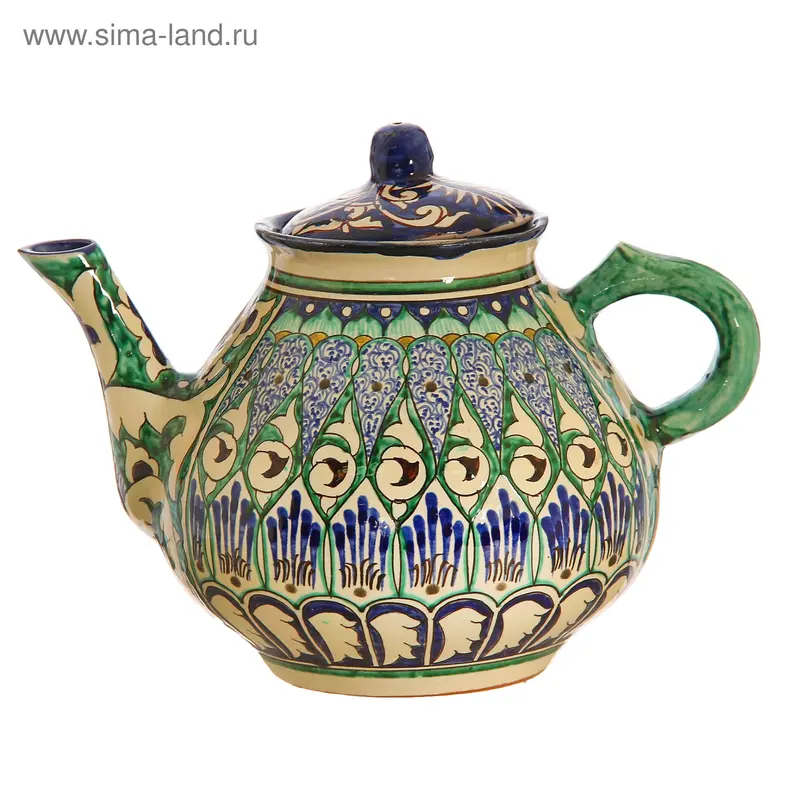 Чайник большой 1.8 л, риштанская роспись, орнамент микс