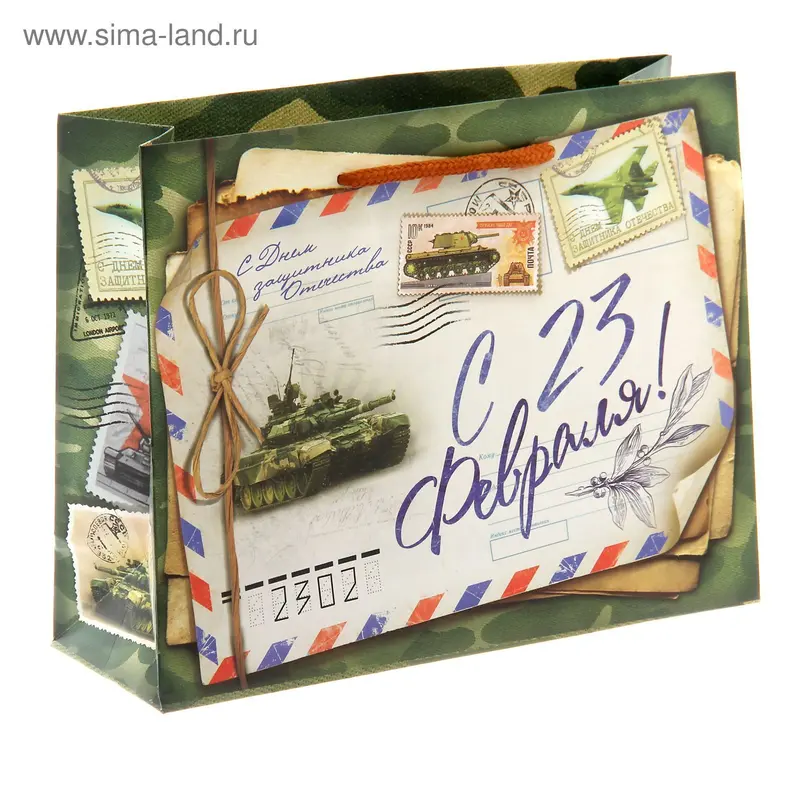 Пакет ламинированный горизонтальный «С 23 Февраля!», 18 × 23 см