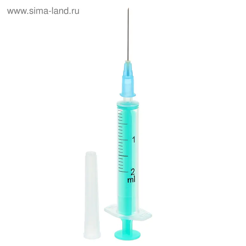 Шприц одноразовый двухкомпонентный, 2 мл., 1 шт