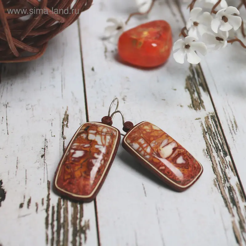 Серьги «Яшма огненная»