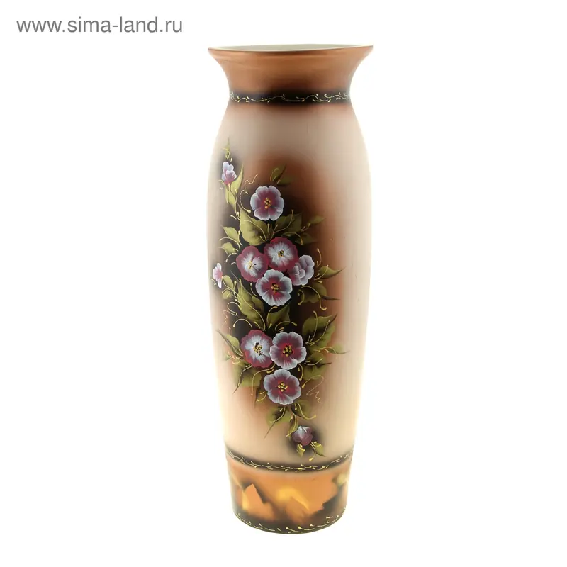 Ваза напольная "Луиза" цветы, бежевая