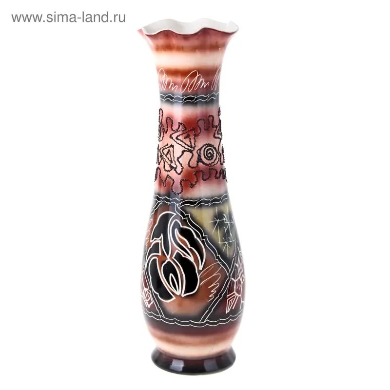 Ваза напольная "Арина" художественная роспись, шамот