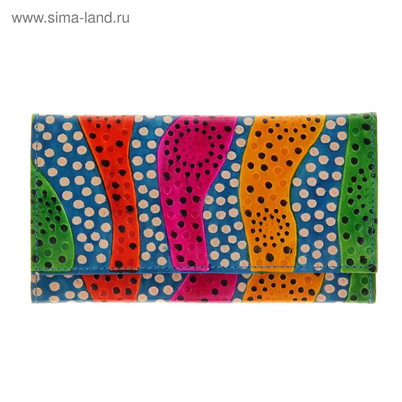 Портмоне "Горох" цветное 1182/3 19х10х2,5 см кожа