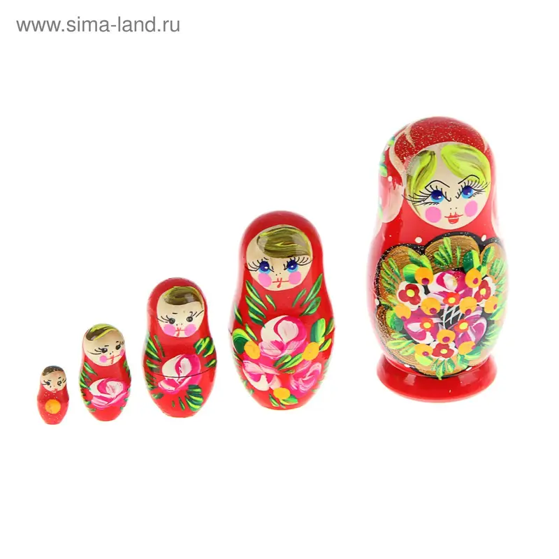 Матрешка "Полевая" 5 кукол, полхов-майданская роспись