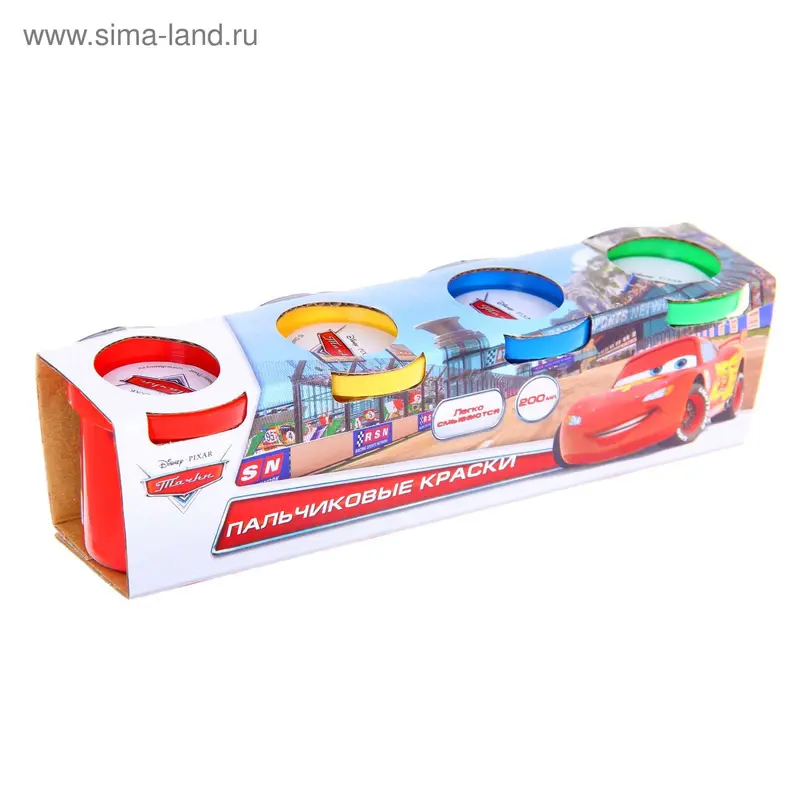 Краски пальчиковые "Тачки" 4 цвета*50мл 450FP-T