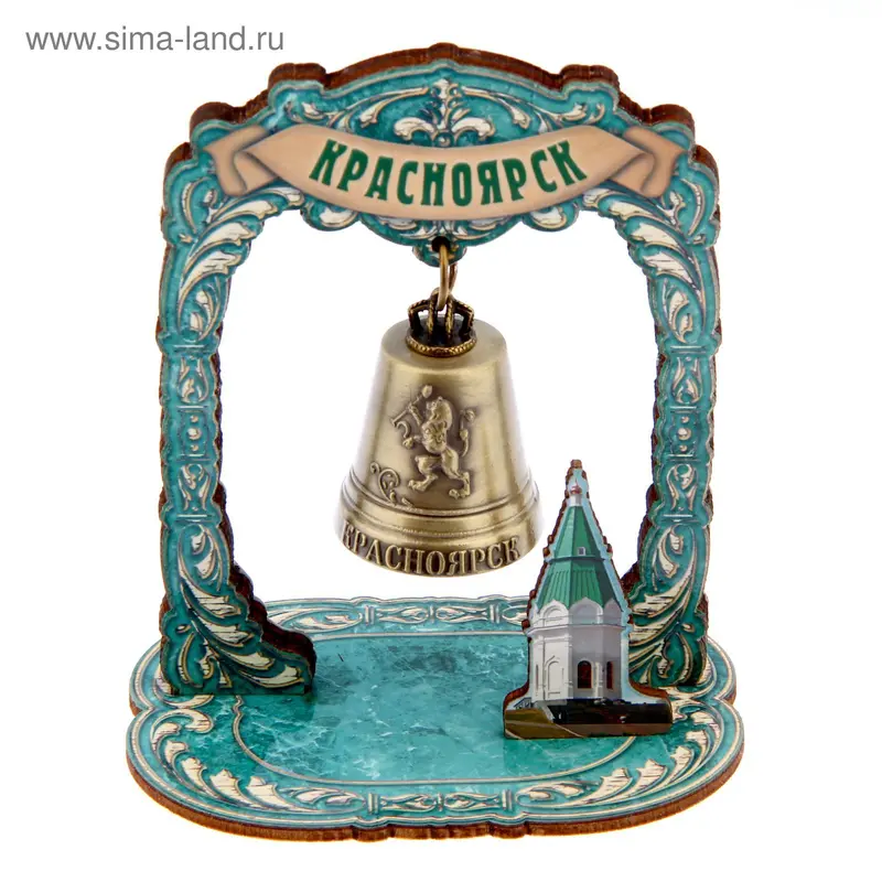 Колокольчик в деревянной рамке "Красноярск"