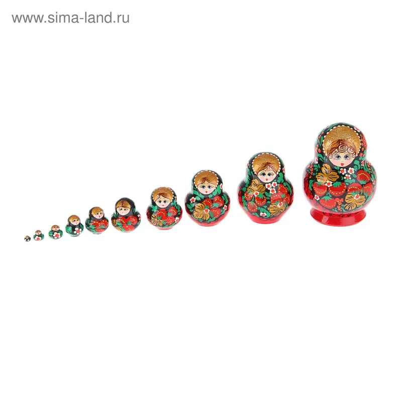 Матрёшка «Круглая», 10 кукол, полхов-майданская роспись