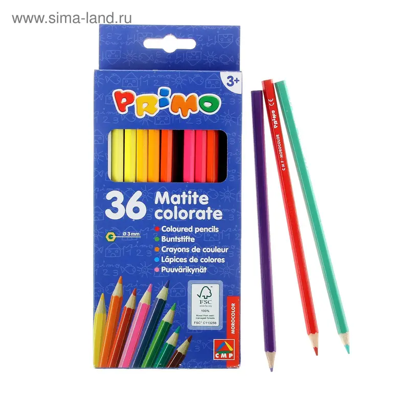 Карандаши 36 цветов Primo, деревянные