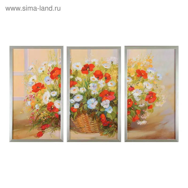Картина модульная в раме "Луговые цветы" 60*100 см