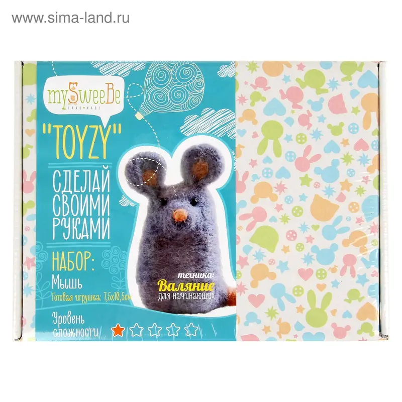 Набор для создания игрушки "Мышь" техника валяние TZ-F007