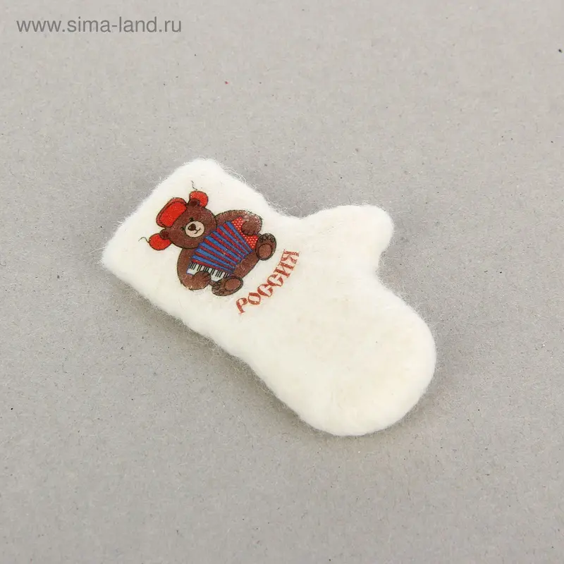 Магнит-варежка "Медведь с гармошкой"