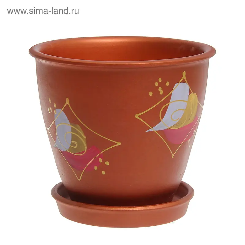 Кашпо "Титул" абстракция, красное, 2 л