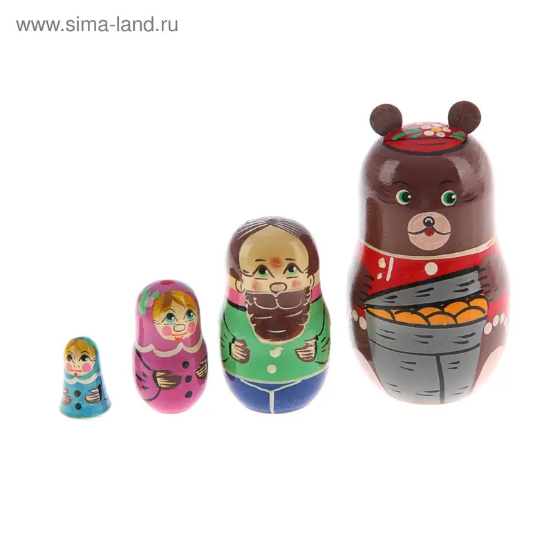 Матрешка "Маша и медведь", 5 кукол, художественная роспись