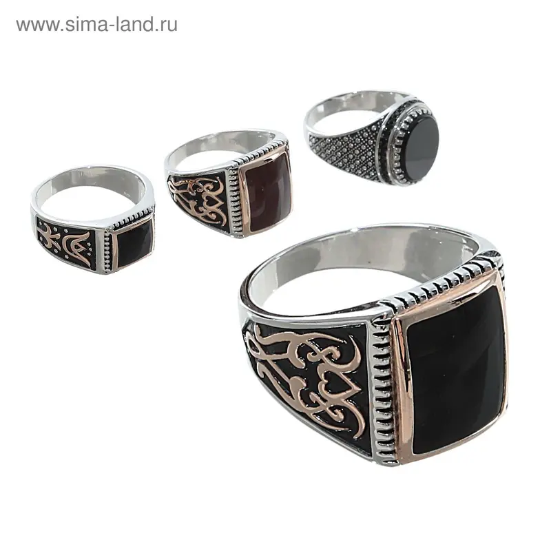 Кольцо мужское «МИКС формы» цвет МИКС, р-р 19, 20, 21