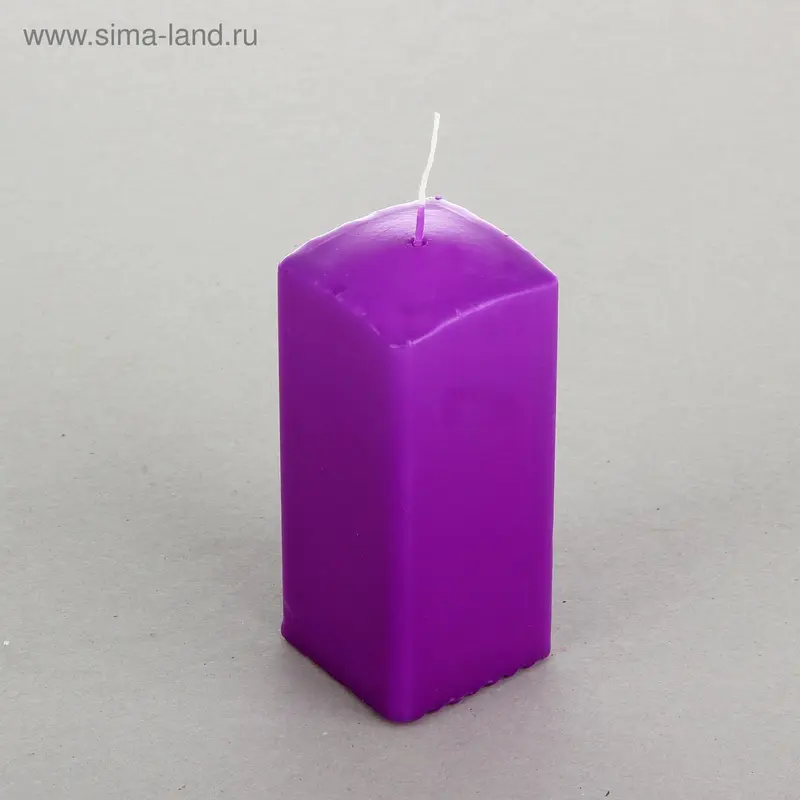 Свеча куб, фиолетовая, лакированная, 5х12см