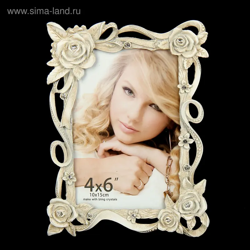 Фоторамка металл 10х15 см "Розы" 18,5х13,5 см