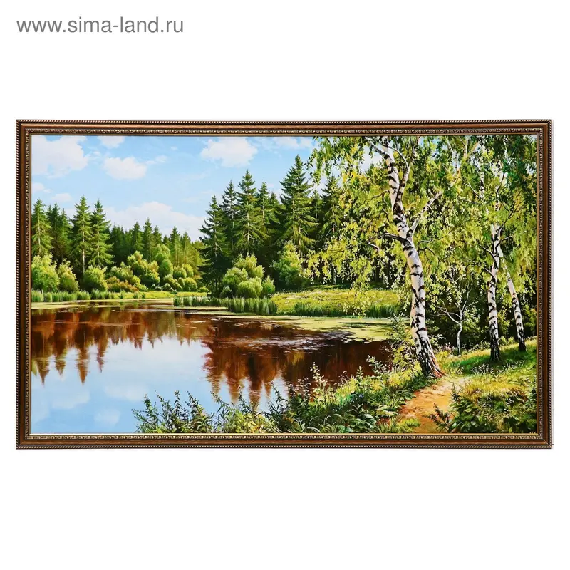 Картина "Берёзы у воды" 60х100см