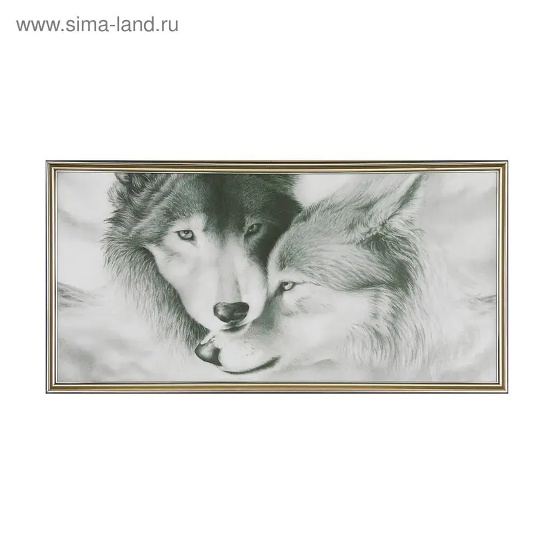 Картина "Волки,пара" 36х73см