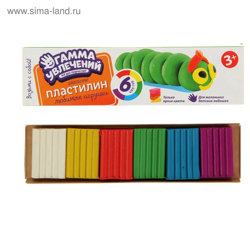 Пластилин 6 цветов 60 г, «Гамма» «Любимые игрушки»