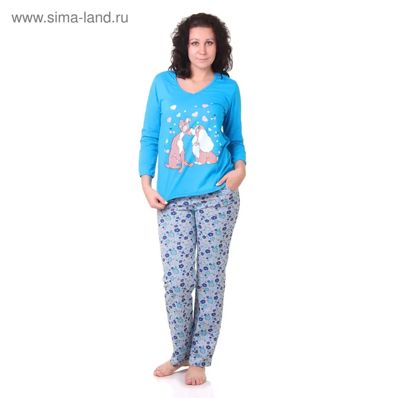 Пижама женская (кофта, брюки) п7а МИКС, р-р 54