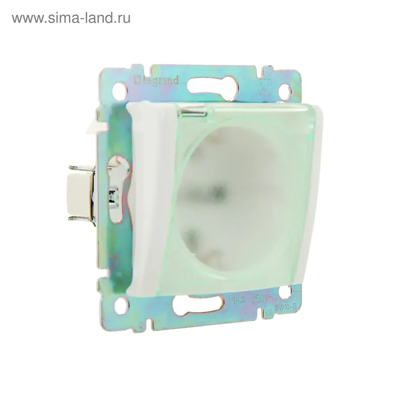 Розетка с заземлением с крышкой IP44, белая
