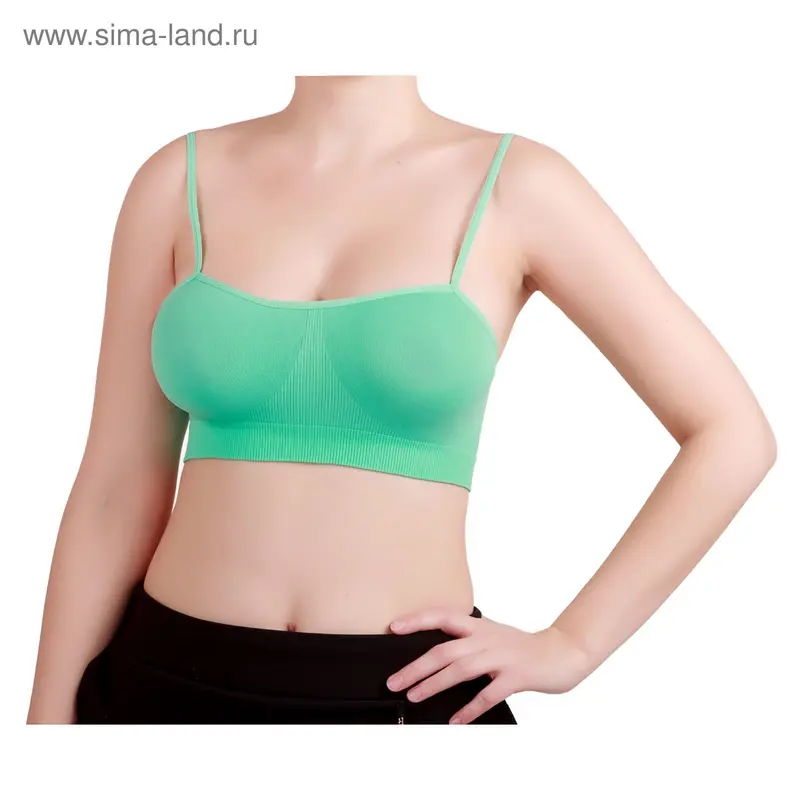Бесшовный топ на тонких бретелях, Collorista (мята,S/M)