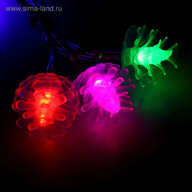 НИТЬ, 3 м, USB, с насад. "Шишки 3D", Н.С. LED-20-5V, МУЛЬТИ