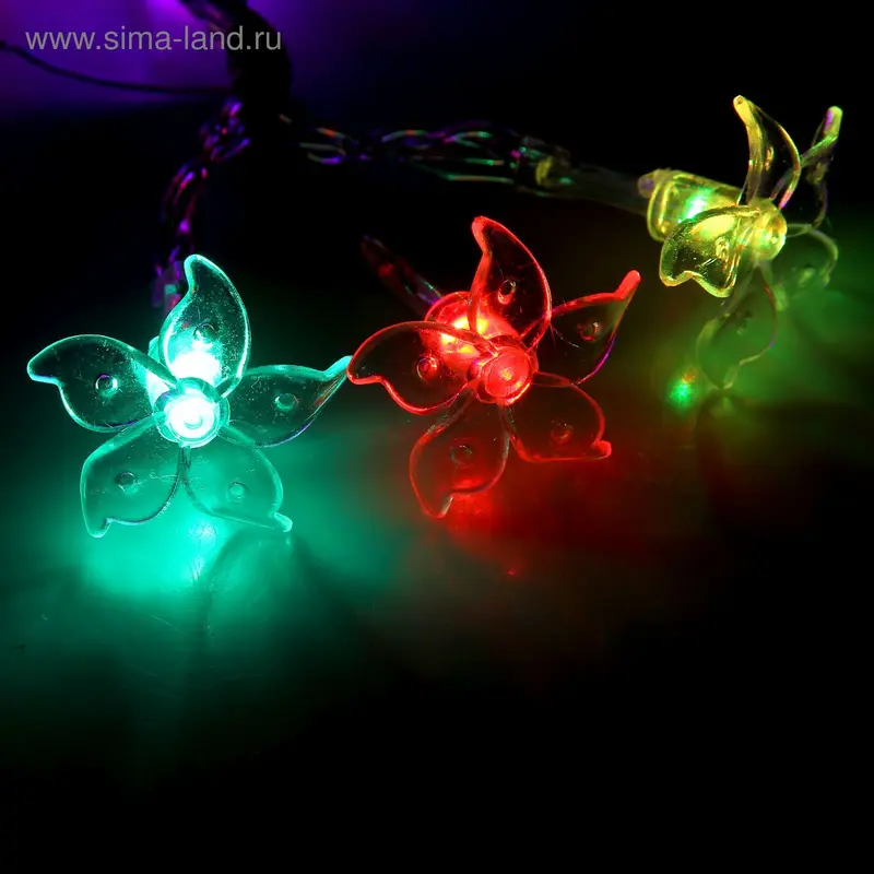 НИТЬ, 3 м, USB, с насад. "Тип лилия", Н.С. LED-20-5V, МУЛЬТИ