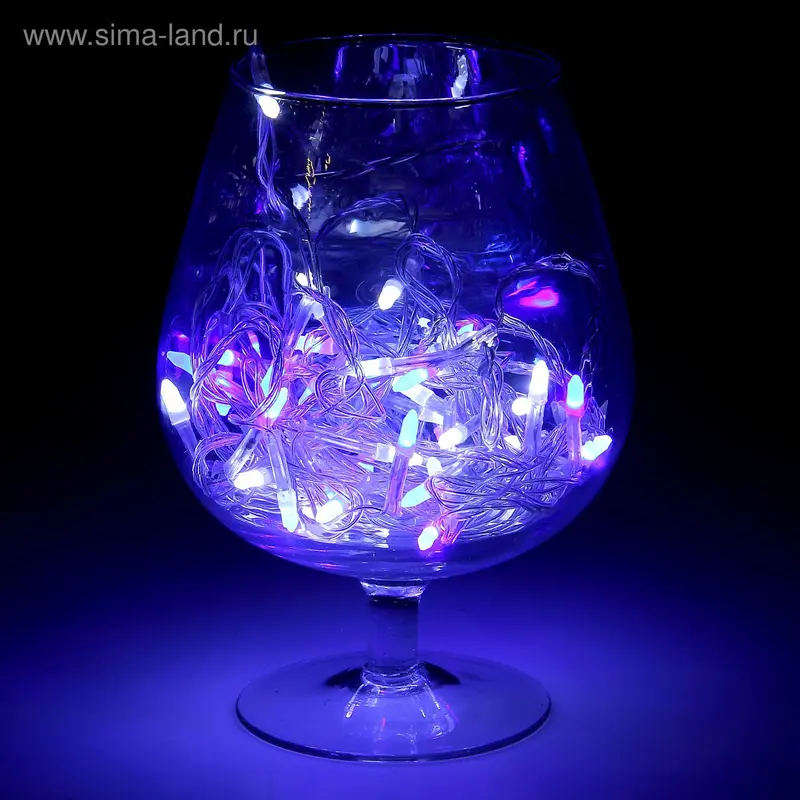 НИТЬ, 5 м, “Игла”, Н.С. LED-50-220V, моргает, БЕЛО-СИНИЙ