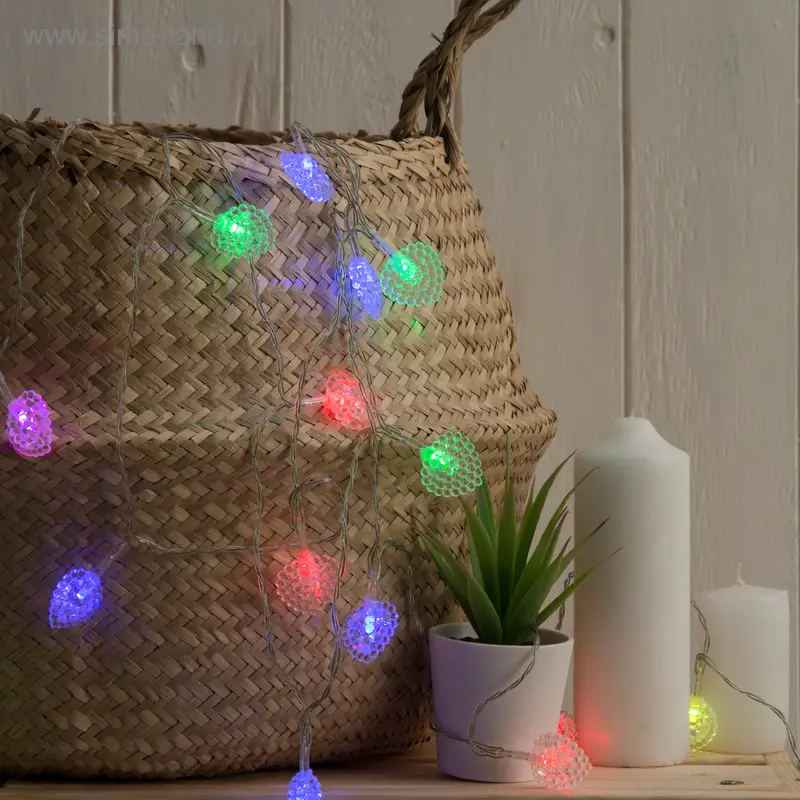 НИТЬ, 3 м, USB, с насад. "Сердце малое", Н.С. LED-20-5V, МУЛЬТИ