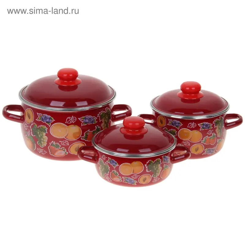 Набор кастрюль "Вкусное настроение", 3 предмета: 1,5 л, 2 л, 4 л