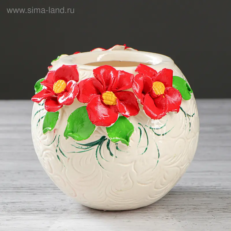 Ваза настольная "Шар" лепка, 15 см, микс, керамика