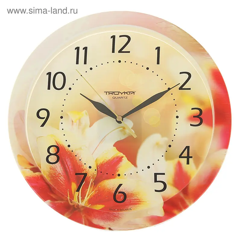 Часы настенные круглые "Цветы", рисунок на ободе, 29х29 см