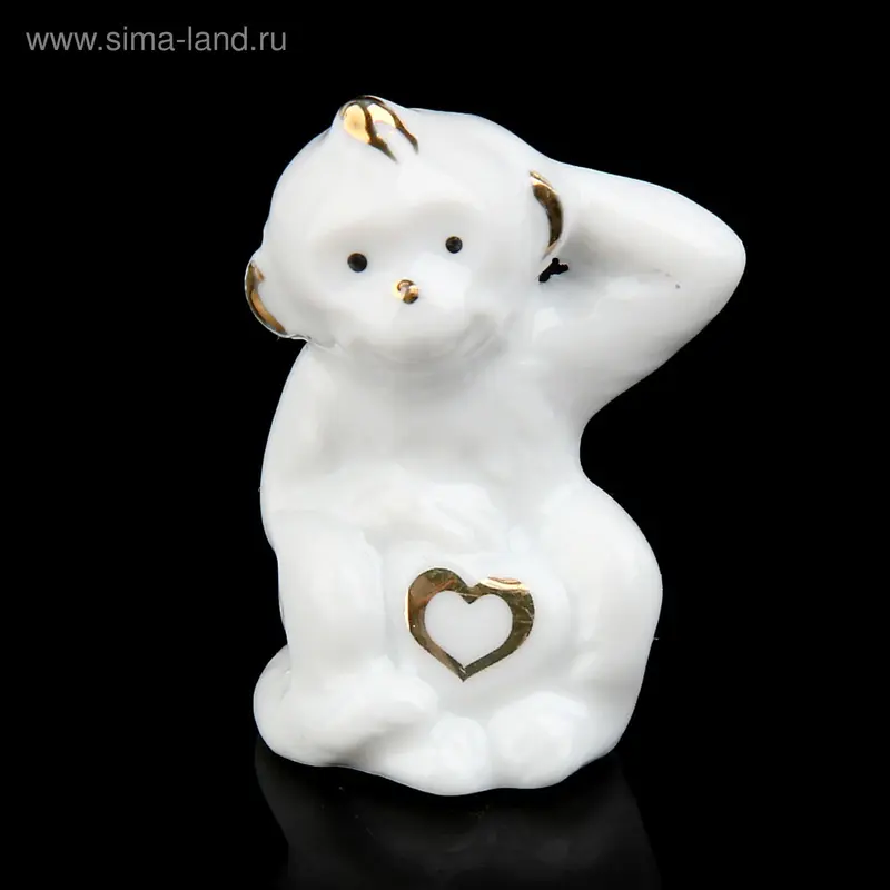 Сувенир керамика "Обезьянка с сердцем" 4,8х3,2х2,6 см