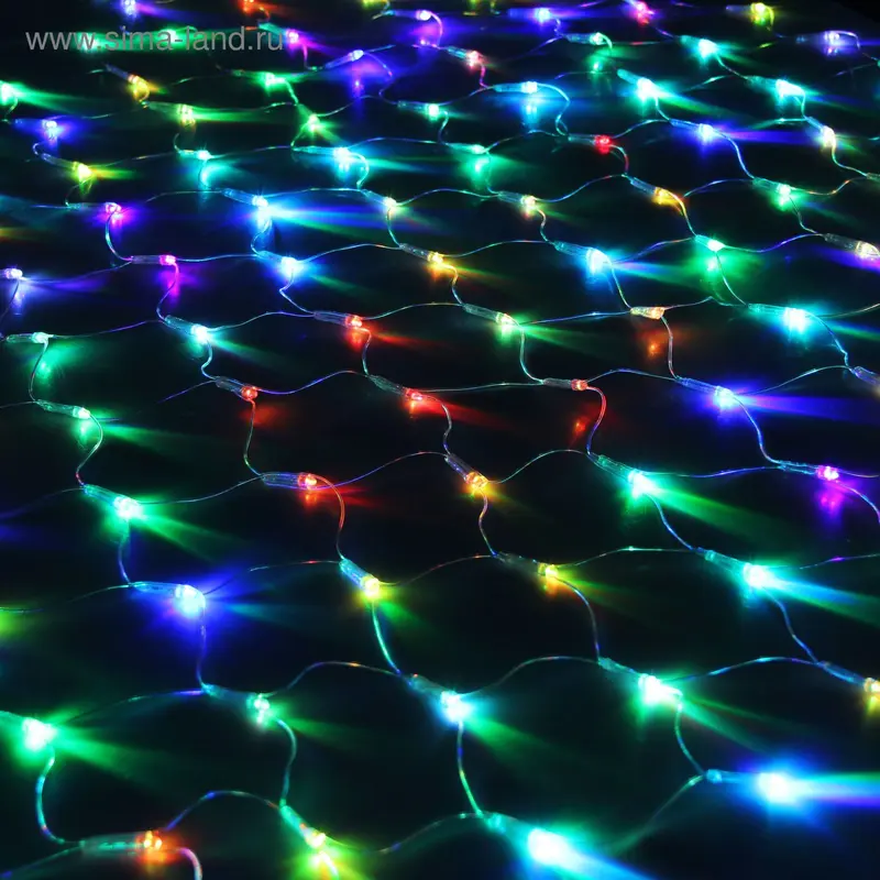 СЕТЬ, Ш:1.2 м, В:1.1 м, Н.С. LED-144-220V, моргает, МУЛЬТИ (RGB)