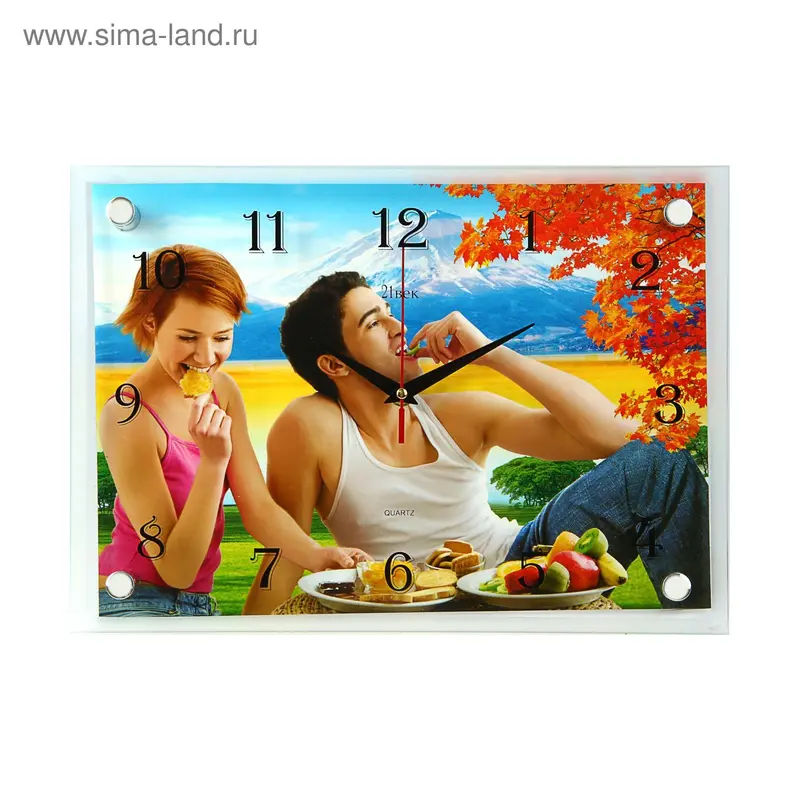 Часы настенные прямоугольные "Пара на пикнике", 25х35 см