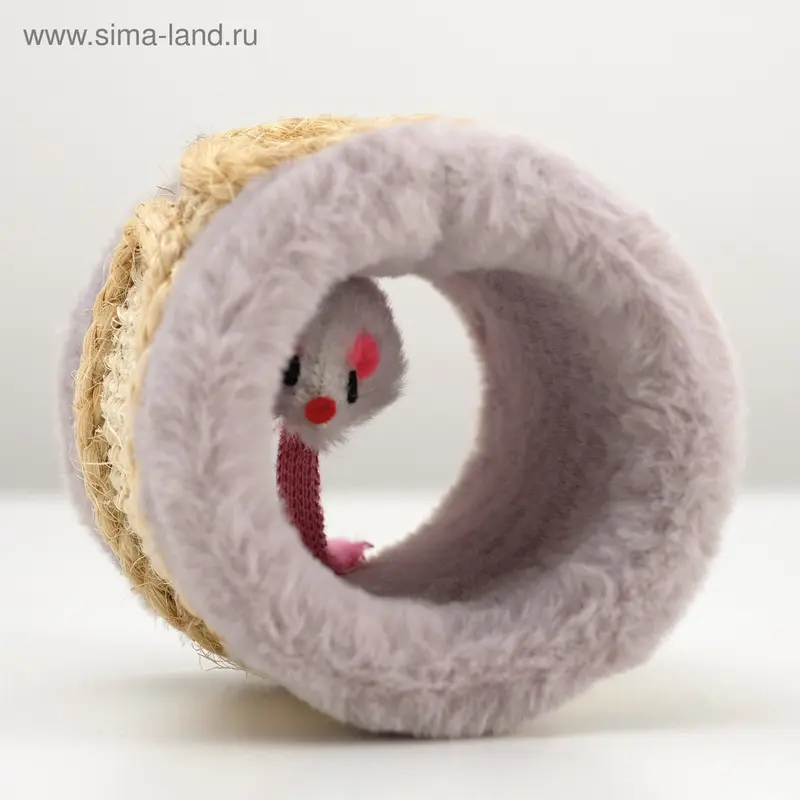 Игрушка-когтеточка с мышкой, сизаль, 10х10 см, микс цветов