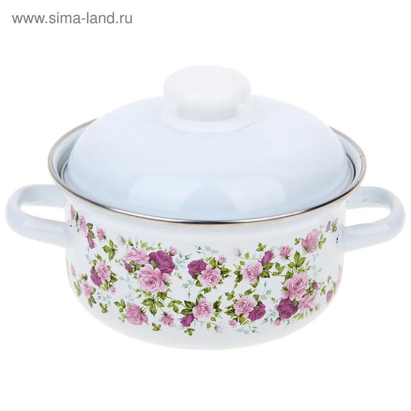 Кастрюля, 1,5 л, металлическая крышка, цвет МИКС