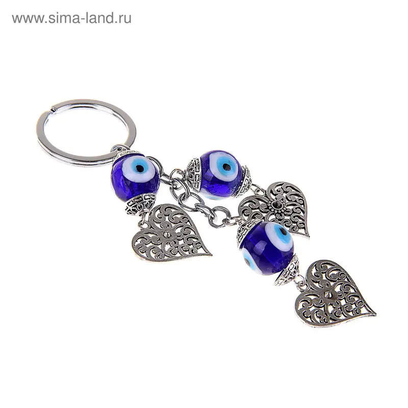 Брелок глазки "Сердца" 2,5 х 1,2 х 9,5 см